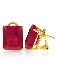 14k Solid Gold 15ct Ruby Omega Clip Earrings