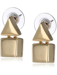 Roman Luxe Gold-Tone Triangle and Square Tailored Drop Earrings