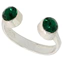 Emerald-colored Crystals (May Birthstone) Adjustable (Size 2 to 4) Toe Ring / Baby Ring in Sterling Silver, 3/16" (5mm) wide