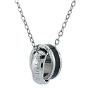 Interlocking Rings "Love Forever" Pendant Necklace Stainless Black 22" Bucasi