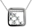 Sterling Silver 1.2 CTW Square Cobblestone Pendant on 18" Chain