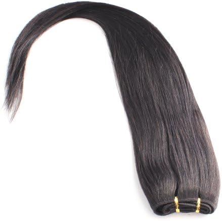 Yesurprise 16" #1B Natural Black Remy 100% Human Hair Straight Weaving Weft Extensions 100g