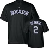 Troy Tulowitzki Majestic Name and Number Black Colorado Rockies T-Shirt