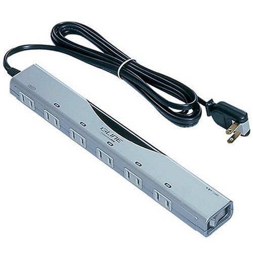 ロアス G-LINEタップシルバー 2P6個口2m電源タップ 集中スイッチ連動5口常時通電1口 マグネット付 雷サージ内蔵 熱・衝撃に強い二重構造 スイングプラグ採用 TAP-G003ASL