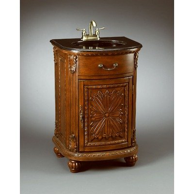 Carved One Door Vanity Medium Brown