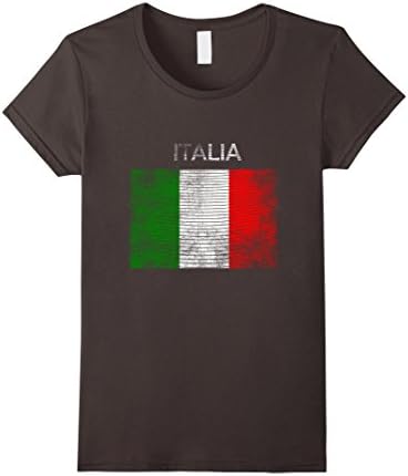 Women's Italia Italian Flag Italiano Italy Distressed Colors T-Shirt Large Asphalt