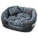 11054 Tierbett Grau Tatzenmotiv ca. 70x58x18cm mit Innenkissen + Schmusekissen + Pipi-Schutz-Unterlage