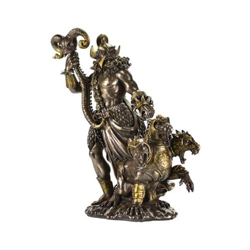 Bronze Hades Statue with Chained Cerberus