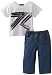 7 For All Mankind Baby-Boys Infant 7 Logo Tee Denim Set, White/Medium Indigo, 24 Months