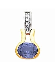 14K Two-Tone Gold Oval Cut Tanzanite and Diamond Pendant -- LIFETIME WARRANTY