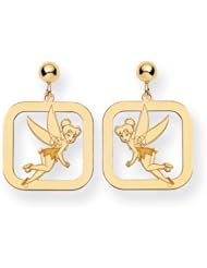 Disney Yellow Gold Square Tinker Bell Post Earrings