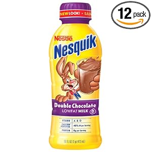 Nestle Nesquik Flavored Milk, Double Chocolate (1%), 16-Ounce Bottles (Pack of 12)