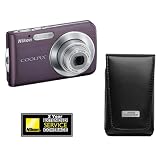 Coolpix S210 8MP Digital Camera with Case and Extended Warranty, Plum