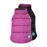 Fab Dog Reversible Puffer Vest Dog Jacket, Peace Purple/Black