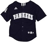MLB Boys' New York Yankees Screen Print Baseball Jersey, Dark Navy, Large