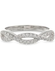 Sterling Silver Simulated Diamond Twisted Ring, Size 7