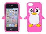 New Cute Penguin Silicone Soft Case Cover for Apple iPhone 5 Hot Pink