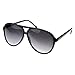 zeroUV - Large Classic Retro Plastic Aviator Sunglasses with Gradient Lens (Black/Smoke Gradient)