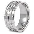 CLOSEOUT! Grooved Polished Stainless Steel Ring (9mm) - Sizes 8 - 12