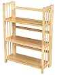 3 Tier Folding Bookcase (Natural Brown) (38"H x 27.5"W x 11.5"D)
