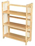 3 Tier Folding Bookcase (Natural Brown) (38H x 27.5W x 11.5D)