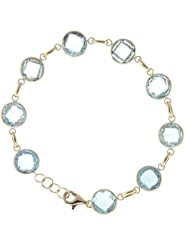 14KT Yellow Blue Topaz 10mm Bracelets Length = 8