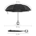 Ylovetoys Double Layer Folding UV Proof and Windproof Inverted Umbrella with C-Shaped Hand for Car Outdoor (Pure Black)