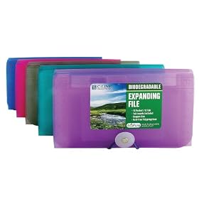 C-Line Biodegradable 13-Pocket Expanding File, Coupon Size, Assorted Colors, 48410