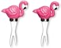 Tropical Pink Flamingo Corn Cob Picks Holders Set of 4