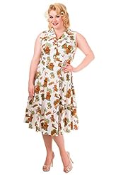 Plus Size Vintage Sleeveless General Print Midi Dress 