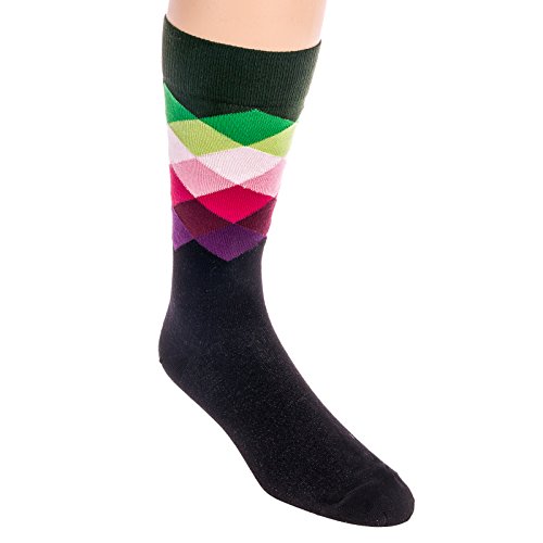 Happy Socks Cotton Faded Diamond Socks (Black Combo, Size 10-13)