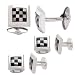 Dolan Bullock Sterling Silver Onyx Mosaic Mother-Of-Pearl Stud and Cufflink Set