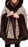 Peri Cashmere Cape with Fox Fur Trim Leopard
