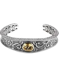 925 Sterling And 14K Yellow Gold And Sterling Silver Genuine Honey Quartz Bracelet
