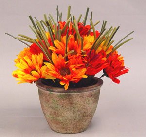 Gerbera Daisies Stem in Pot 11.5″ – Red Orange Color – Daisy Centerpiece