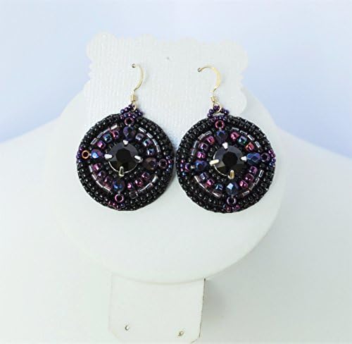 Black Crystal Earrings Classical look purple tones