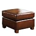 Square Brown Leather Like Club Ottoman with Dark Walnut Wood Legs (22 x 22 x 17.5)