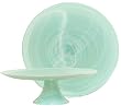 Colorful Art Glass Green Serving Stand 13"D, 4"H