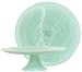 Colorful Art Glass Green Serving Stand 13"D, 4"H