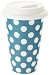 Yedi Houseware Classic Coffee and Tea White Dots 11-Ounce Travel Mug, Turquoise