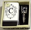 Gift Set of 30 Monogram Paper Guest Towels and 1 Monogram Glass Winestopper - C Gift Set of 30 Monogram Paper Guest Towels and 1 Monogram Glass Winestopper - C
