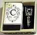Gift Set of 30 Monogram Paper Guest Towels and 1 Monogram Glass Winestopper - C