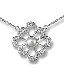 Jewelry : Open Quad Flower with Pearl Pendant