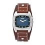 Fossil Men's AM3695 Cuff Kaleido Leather Strap Blue Mirror Dial Watch