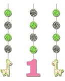 Creative Converting Wild at One Giraffe Hanging Cutout Party Decorations, 3-Count