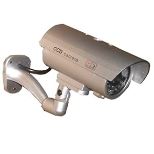 USAHITEC Outdoor Dummy Fake Security Camera with Inflared Leds BLINKING LIGHT, Silver