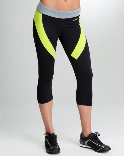 41mO1DcJHNL Bebe Ruched Color Block Neon Green Capri   BEBE SPORT BLK LIME PUNCH GREY Size Medium
