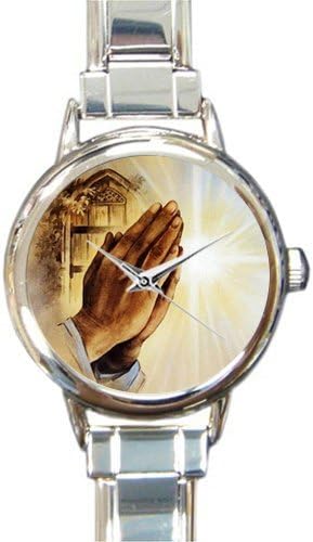 Special Design Renaissance Collection, Christian Religious Gift Prayer, Praying Hands Round Italian Charm Watch