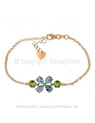 14k Rose Gold Floral Bracelet with Blue Topaz and Peridots