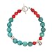 Southwestern Faceted Turquoise and Coral Beaded Bracelet with a Sterling Silver Spiral, 7 1/2" Length, #7566